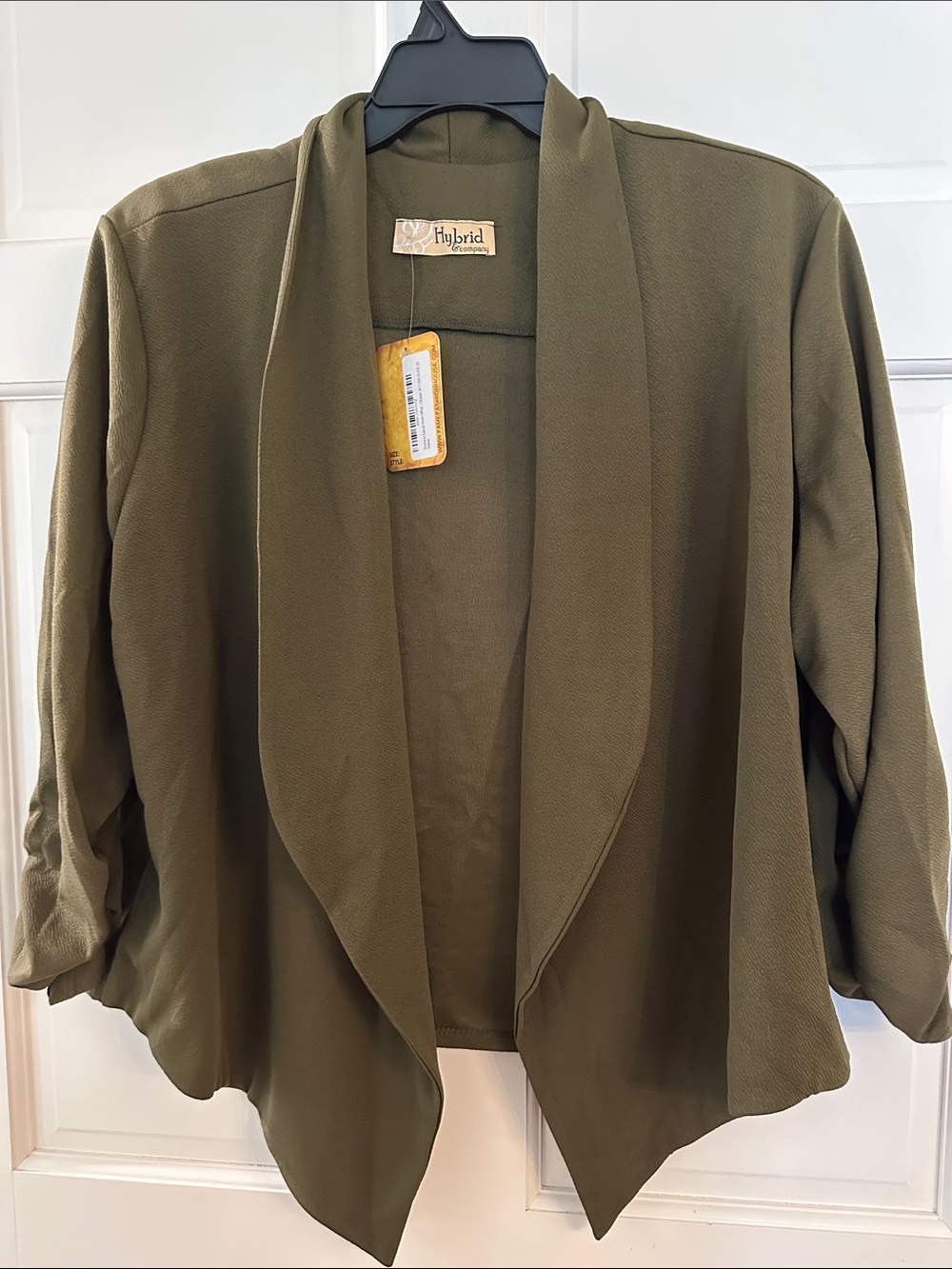 Hybrid & company Olive Open-Front Draped Blazer